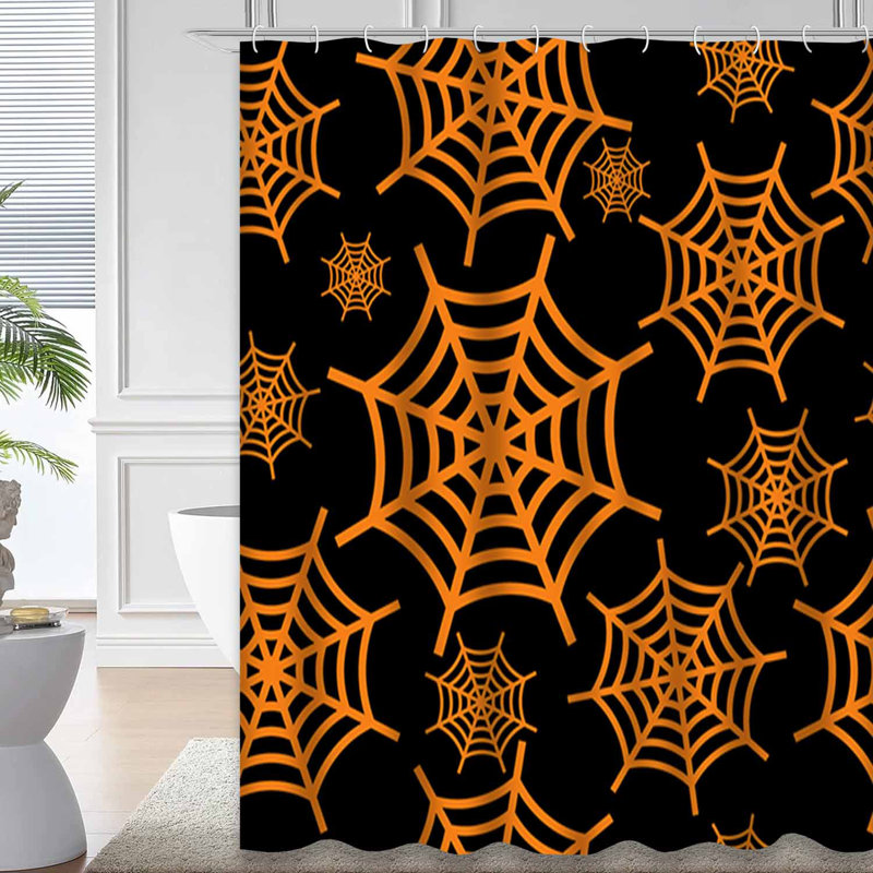 Rideau de douche orange orange avec 12 crochets, L 72 po x l 72 po