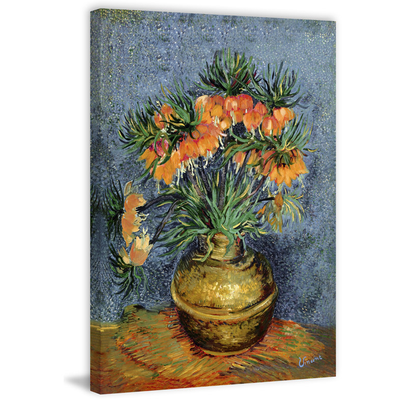 «Imperial Fritillaries in a Copper Vase», reproduction sur toile tendue, H 12 po x l 8 po