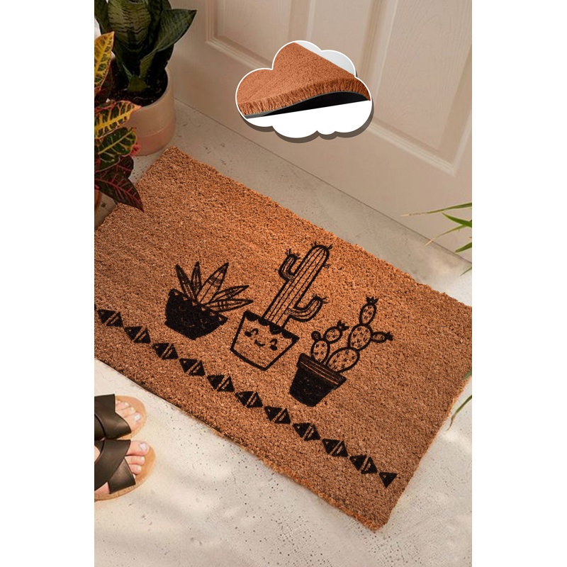 Paillasson 100% coco fait à la main, dessous antidérapant, 15,7 po x 23,6 po | Lavable à la machine à 86 ° F, durable et écologique, parfait pour les vestibules, design élégant pour la maison et le bureau