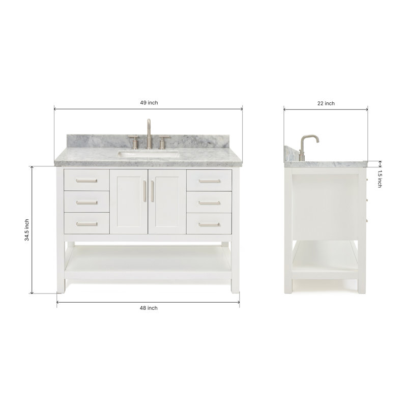 Magnolia Bath Vanity Oval Basin S049SCWOV, White, Rectangular