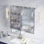 Armoire à pharmacie encastrée ou en saillie en aluminium avec miroir biseauté et tablette ouverte, 91,4 cm (L) x 76,2 cm (H).-1223306205-1223306207