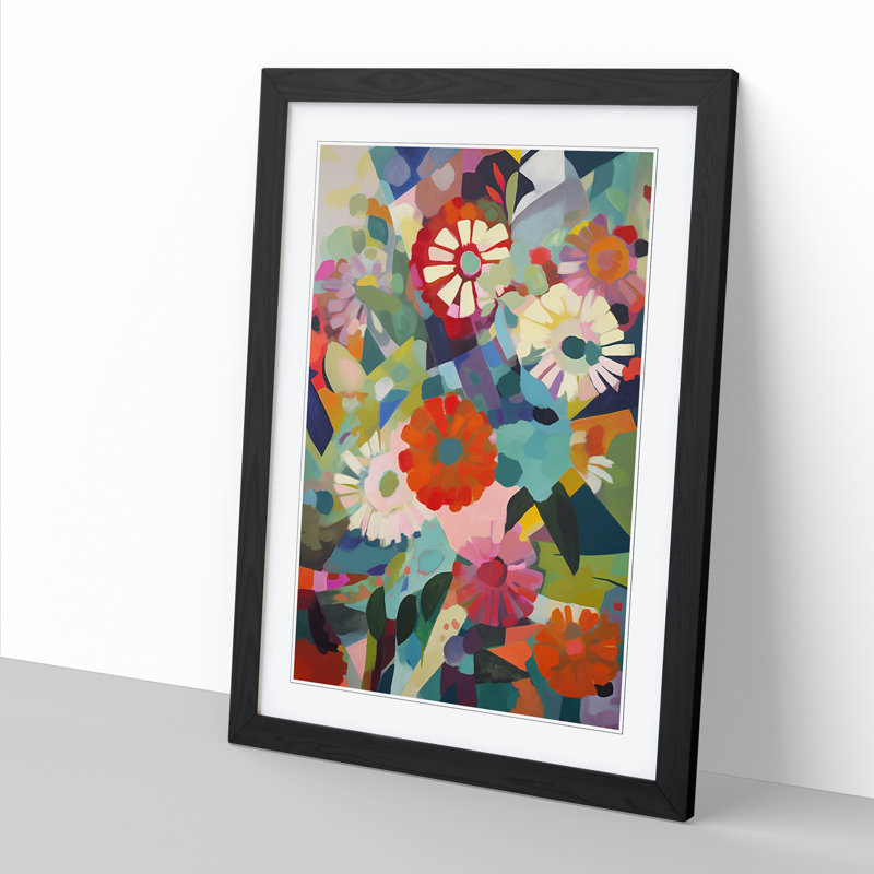 Modern Flowers Orphism Vol.1 - Picture Frame Print, Black, 34cm H x 25cm W x 2cm D