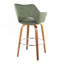 Tabouret de bar à hauteur fixe avec pivot en bois de noyer et tissu avec repose-pieds en métal chromé - ensemble de 2