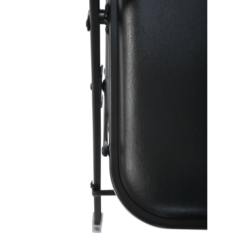 Seated In Style Fritz Style Folding Chair With Vinyl Padded Seats, Elegant & Comfortable Seating, Black