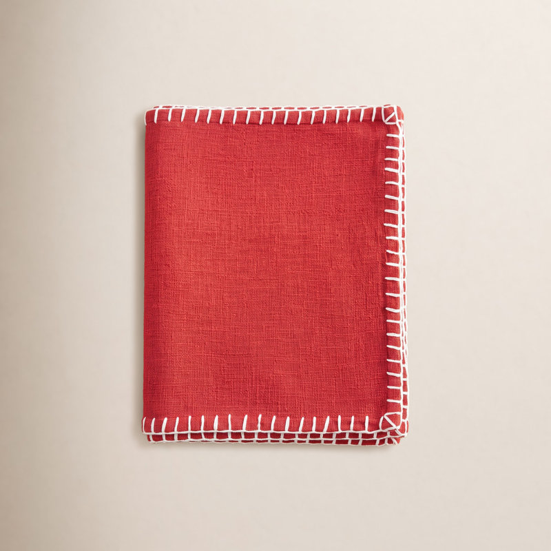 Abron Chunky Whip Stitch Table Runner, Red