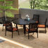 Ensemble de salle à manger 7 pièces pour patio avec table ronde en aluminium de 60 po et 6 chaises de salle à manger