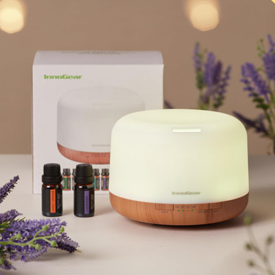 500ml Ultrasonic Aroma Diffuser & 10 Essential Oils Set with Remote Control, Cool Mist Humidifier with Timer & Auto-Off Function for Home Office Bedroom