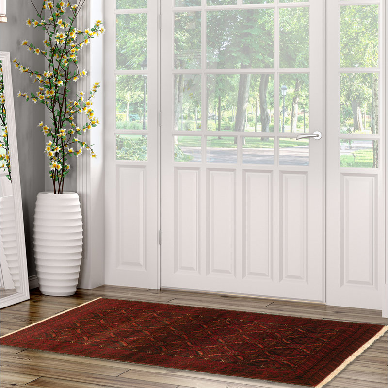 One-of-a-Kind 3'2" X 5'10" 1980s Wool Area Rug in Red