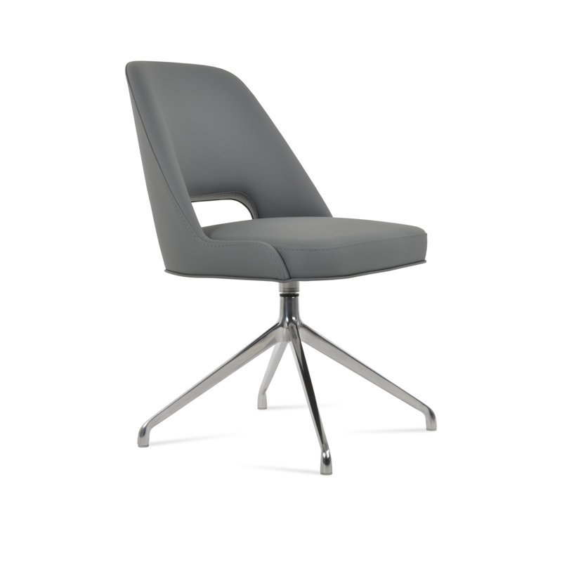 Chaise d'appoint pivotante Marash Spider, Chrome chrome, Gris