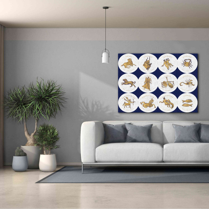«Gilded Zodiac Signs» par Sue Schlabach, estampe numérique sur toile, L 54 po x H 40 po