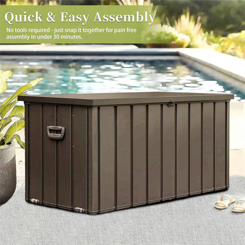 Outdoor Storage Deck Box Waterproof, Large Patio Storage Bin For Outside Cushions, Throw Pillows, Garden Tools, Lockable