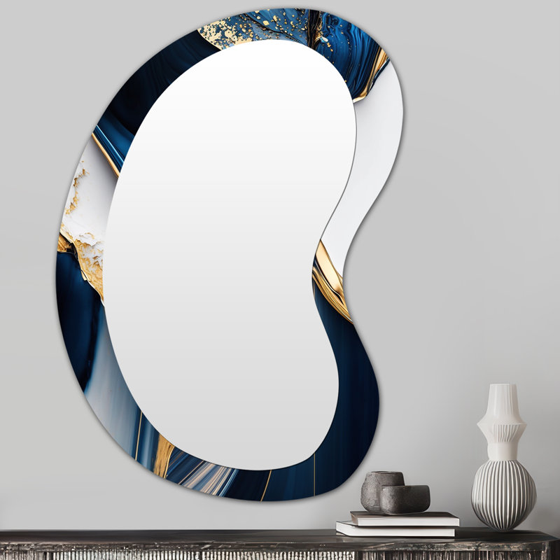 Abstrait «Geode Waves Gold I» - Art abstrait en métal - Miroir mural moderne et irrégulier, 31 po x 22 po