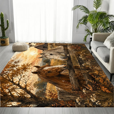 Tapis campagnard à motif de ferme, tapis rustique Sunset Barn Farm, tapis de protection antidérapant, décoration intérieure rétro pour salon, chambre à coucher, entrée, cuisine, appartement