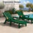 Green Outdoor HDPE Adjustable Reclining Chaise Lounge Chair With Wheels & Cup Holder (Set of 2)-2008686216-2002182210