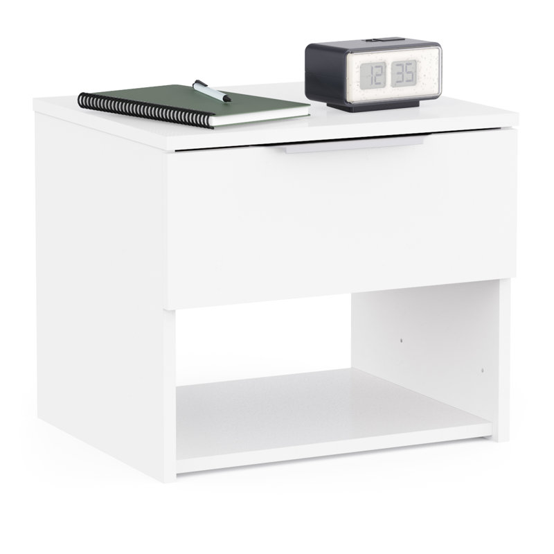Taquanda 44cm W Chipboard Bedside Table, Matt White