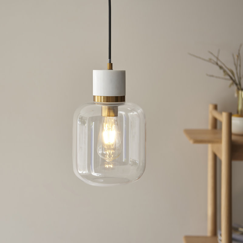 1 - Light Brass Pendant, White
