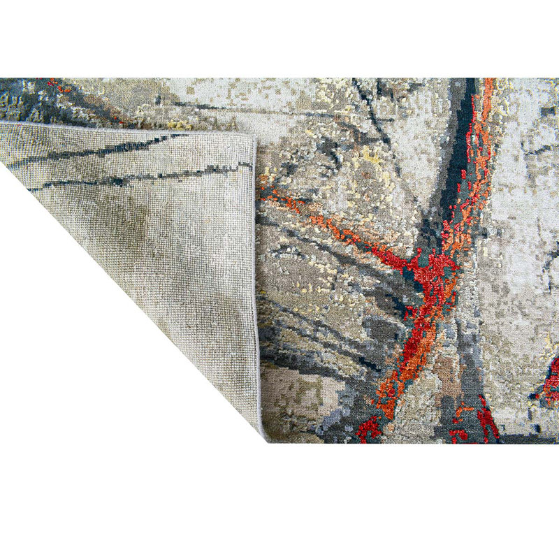 Hand Woven Silk and Wool Abstract Area Rug, Rectangle 6' x 9'