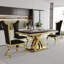 Ensemble de table de salle à manger luxueux noir et or avec 6 chaises de salle à manger en velours noir-276277712