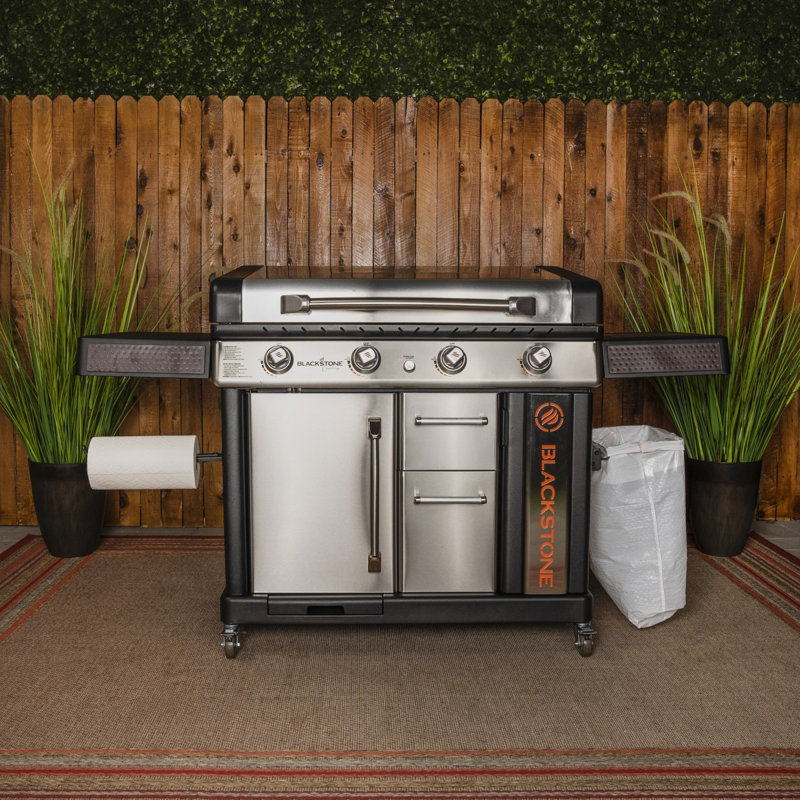 Blackstone 4 - Burner Free Standing Liquid Propane 60000 BTU Gas Grill with Cabinet