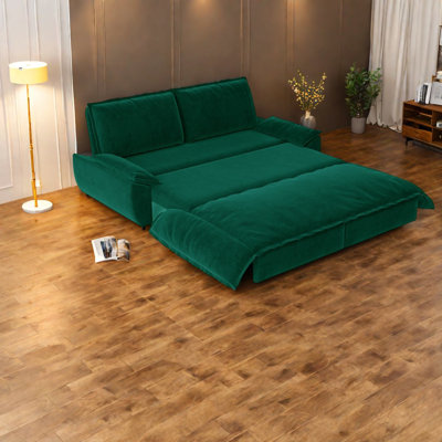 Modern Convertible Sofa Bed, Soft Velvet, Space-saving Design For Home