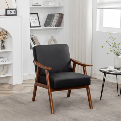 Accent Chair With Upholstery And Solid Wood Frame, Classic Mid-Century Modern Living Room Furniture For Extra Seating