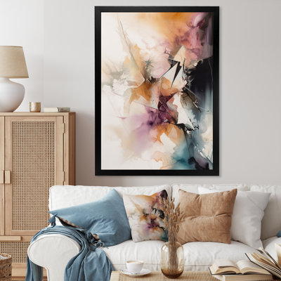 Orange marbré, aquarelle I - art mural abstrait sur toile