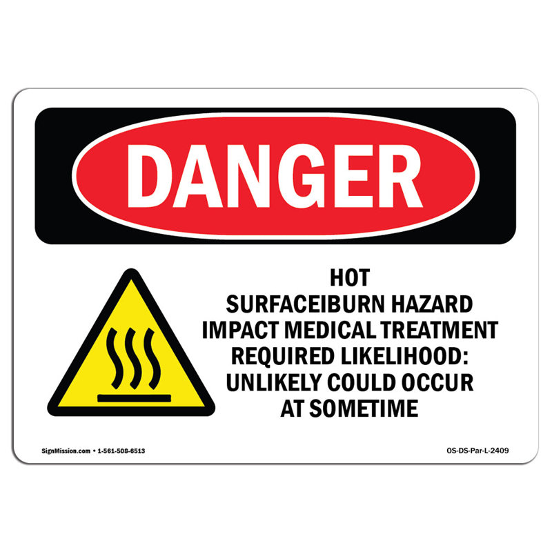 Danger Sign, 12" H x 18" W x 0.1" D
