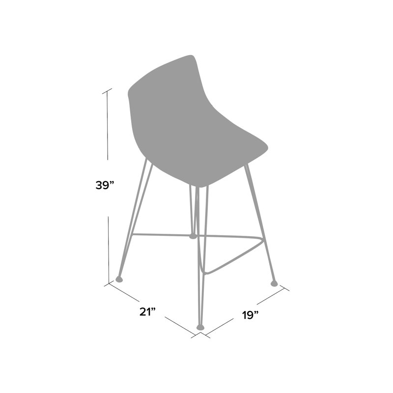 Volya Bar & Counter Stool Faux Leather, Dark Gray, Bar Stool (30" Seat Height)