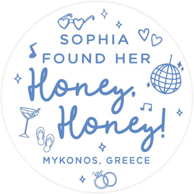 Custom Light Blue Mamma Mia Bachelorette Stickers Honey Honey Dancing Queen Labels 40 Pack