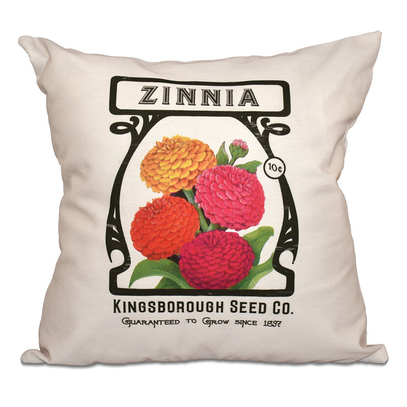 Botanical Blooms Floral Reversible Throw Pillow, 20" H x 20" W, Cream