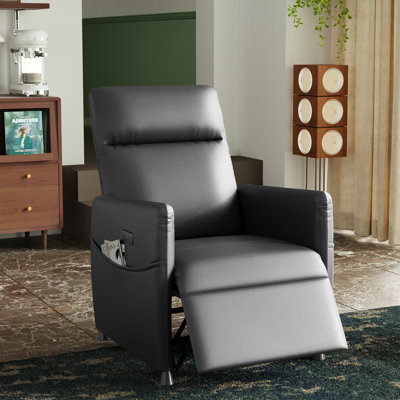 27.6'' Wide Leather Power Recliner Chair with Side Pockets