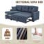 Canapé modulaire 76,5 po en mélange de lin avec lit escamotable et rangement pour chaise longue-230546523