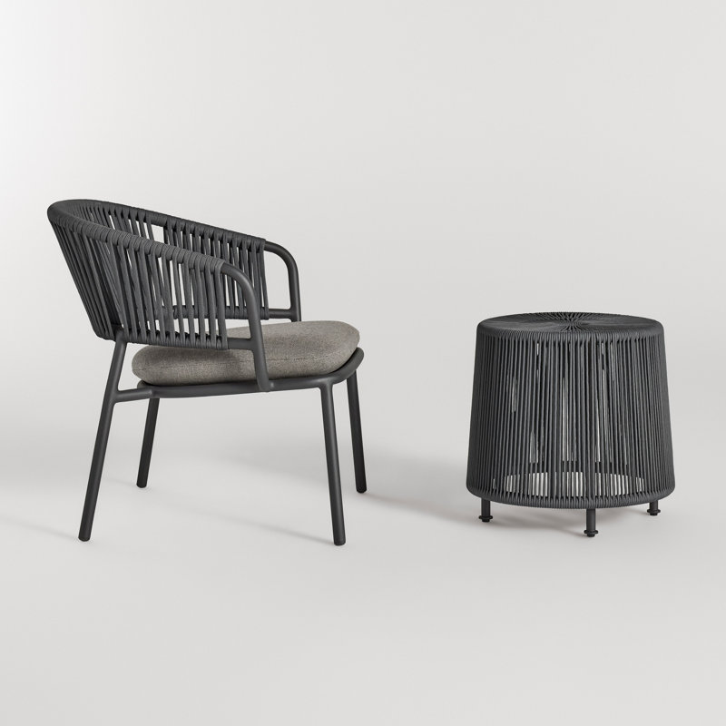 Tether Outdoor Ottoman, Charcoal