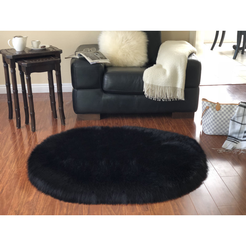 Tapis noir Wiesner, Oval 6 pi x 9 pi