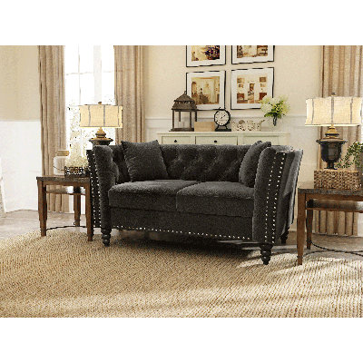 Dowler 63'' Velvet Square Arm Sofa Loveseat