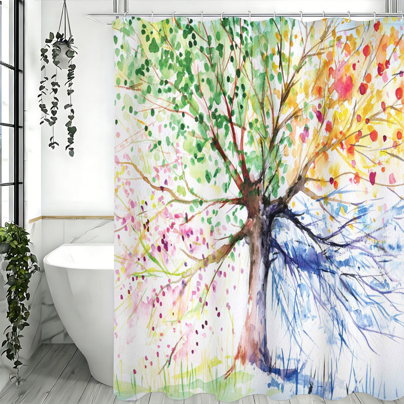 Shower Curtains with Hooks Included