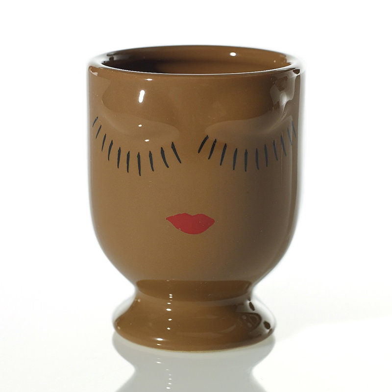 Handmade Ceramic Decorative Urns & Jars, 3.5" H  x 3.5" W x 2.75" D, Caramel