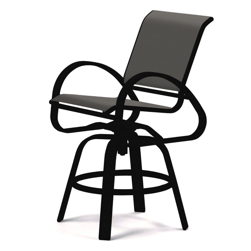 Tabouret de bar Holna, Noir texturé, Titane Sunbrella®