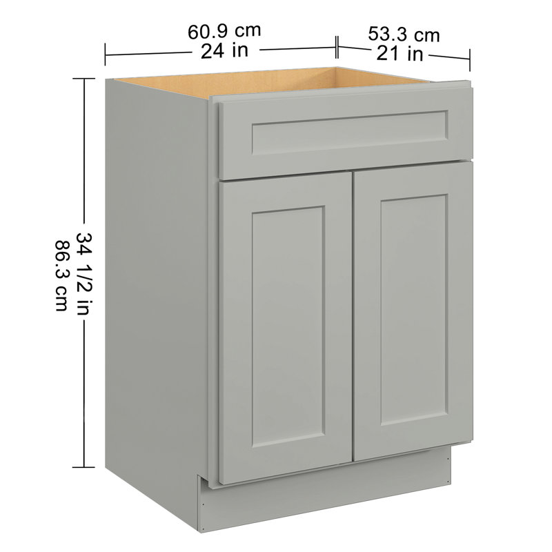 Armoire de plancher en contreplaqué - largeur de 24 po, hauteur de 34,5 po, polyvalente pour toutes les pièces 35 lb, fermeture silencieuse variée
