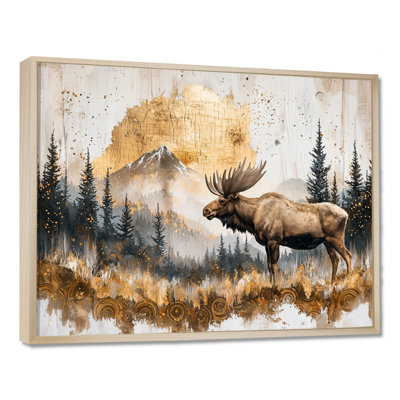 «Gerose Golden Moose In The Winter Landscape I», art mural sur toile