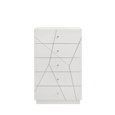 Commode Manhattan - Finition laquée avec motif géométrique et tiroirs spacieux pour un rangement moderne
