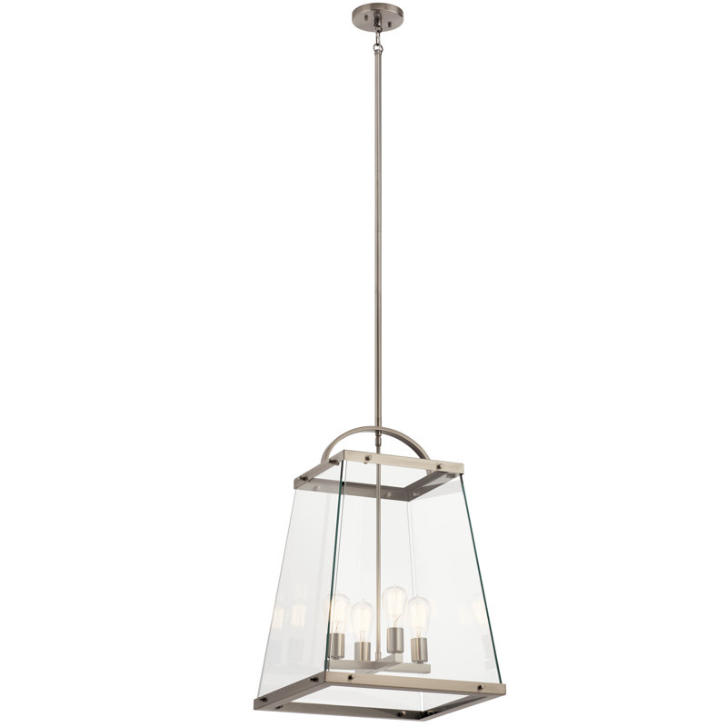 Lustre géométrique unique à 4 lumières Darton, Étain classique