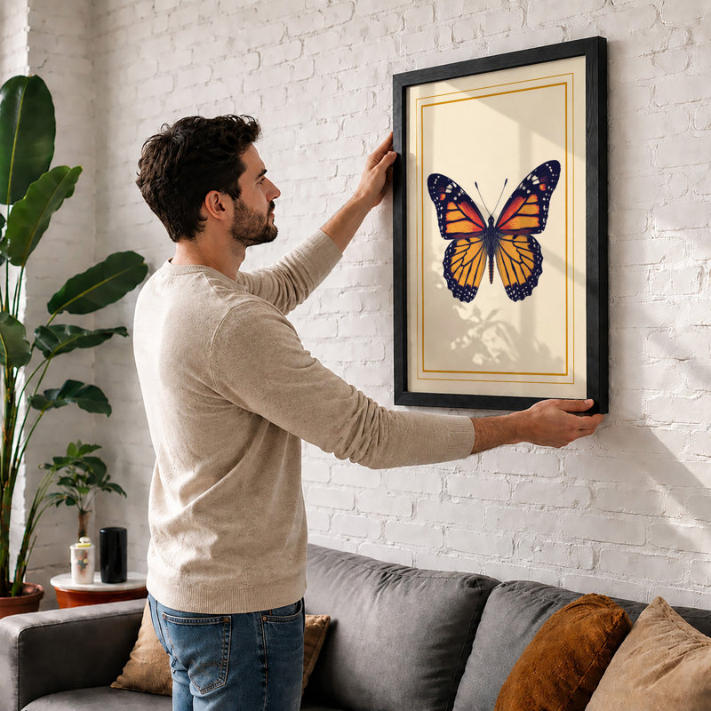 Monarch Study Botanical - Print, A2 - 59.4 x 42.0 cm, White