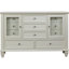 4 grands lits crème blanc, lit en bois massif avec panneau et tiroirs à fermeture en douceur, table de chevet, miroir de commode d'apparence crémeuse