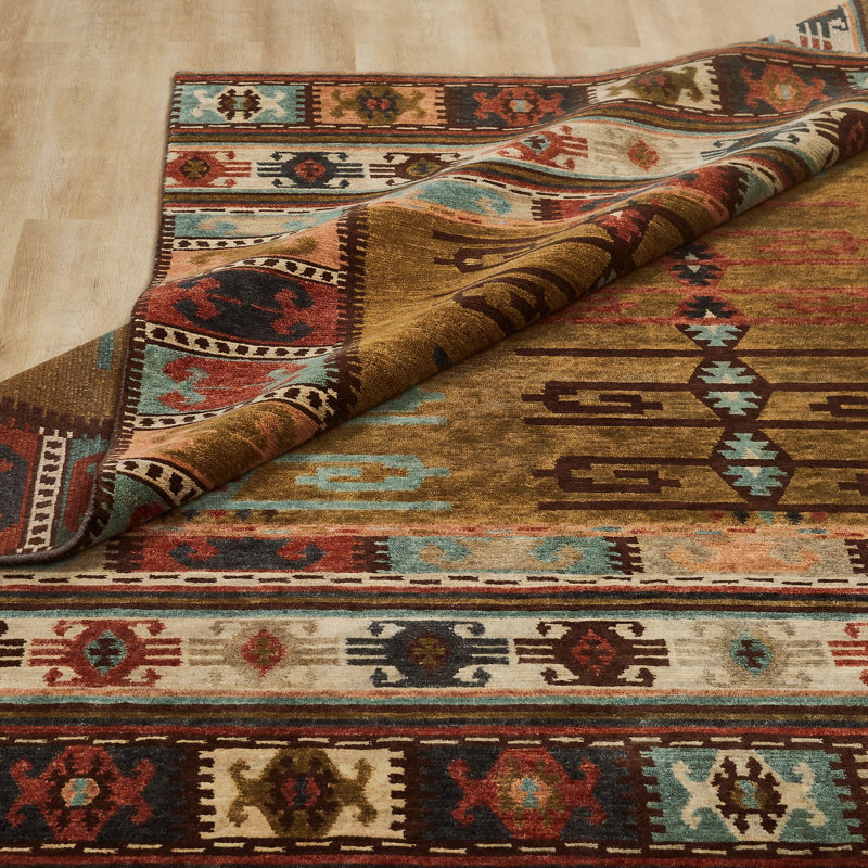Bakke Wool Southwestern Area Rug in Brown, Rectangle 8' x 10'