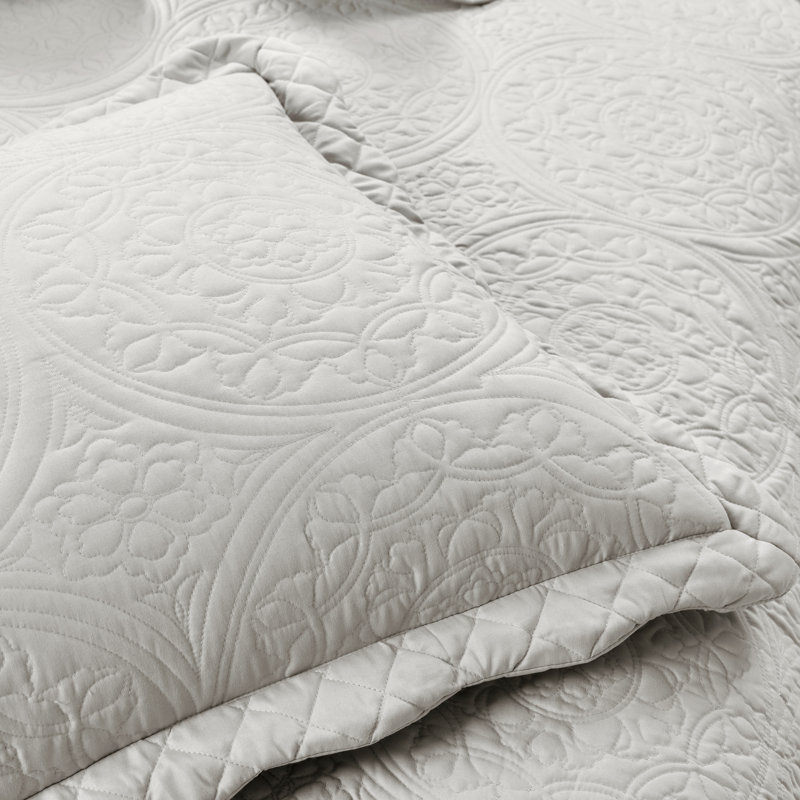 Truxton Light Gray Microfiber 3 Piece Bedspread Set, King Bedspread + 2 Standard Shams