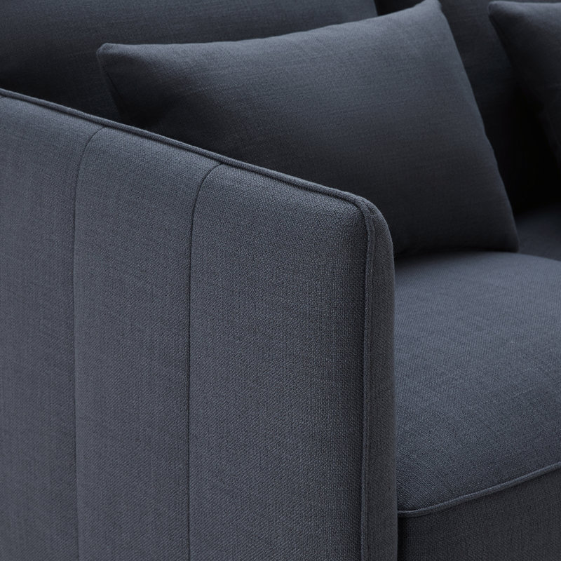 Rae 60' Upholstered Loveseat, Effie Indigo Performance Linen