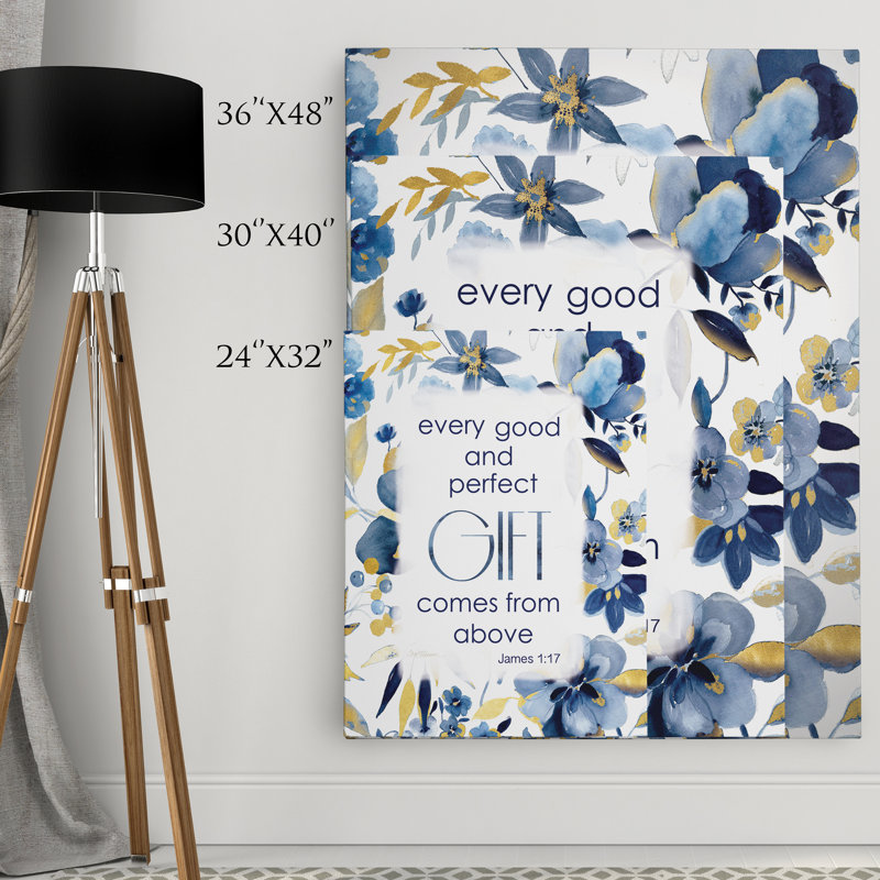 Indigo Scripture II par Carol Robinson - Impression sur toile, H 24 po x l 32 po x P 1,5 po