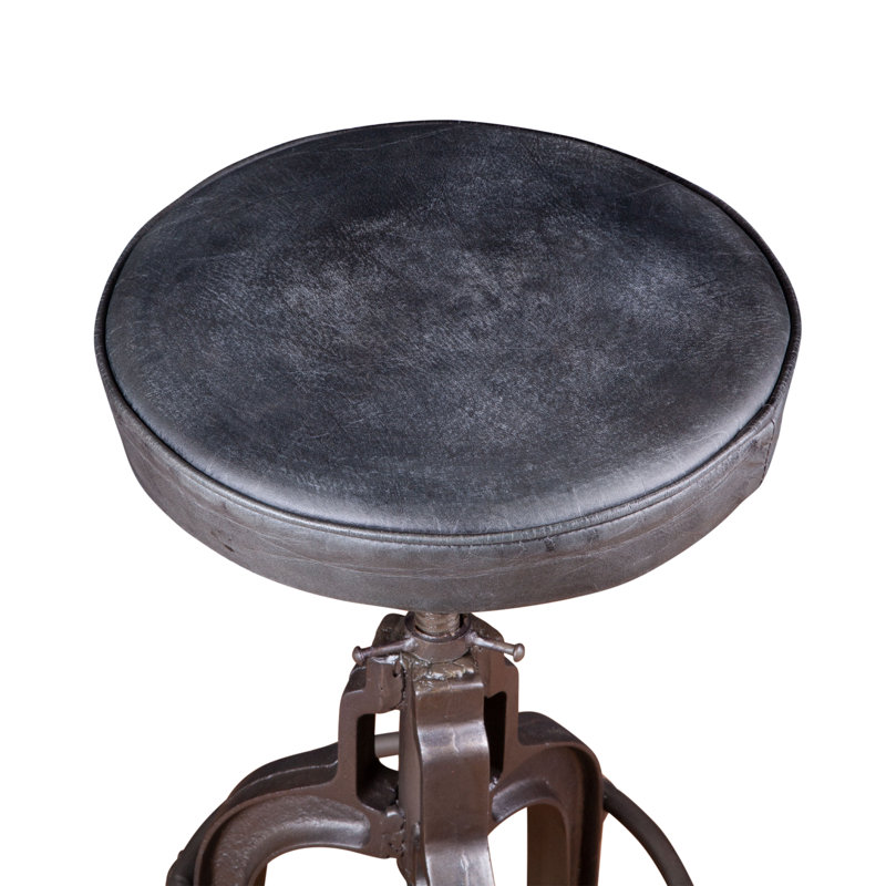 Wellington Upholstered Adjustable Stool with Metal Frame, Ebony