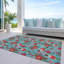 Tapis sarcelle Xhevrie bleu sarcelle lavable à la machine intérieur / extérieur-222033817